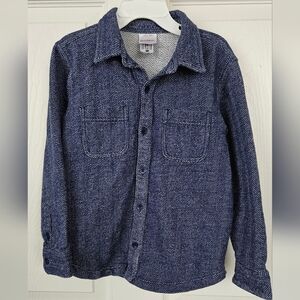 Hanna Andersson Boy's Blue Herringbone Front Button Down Size 5 / 110cm